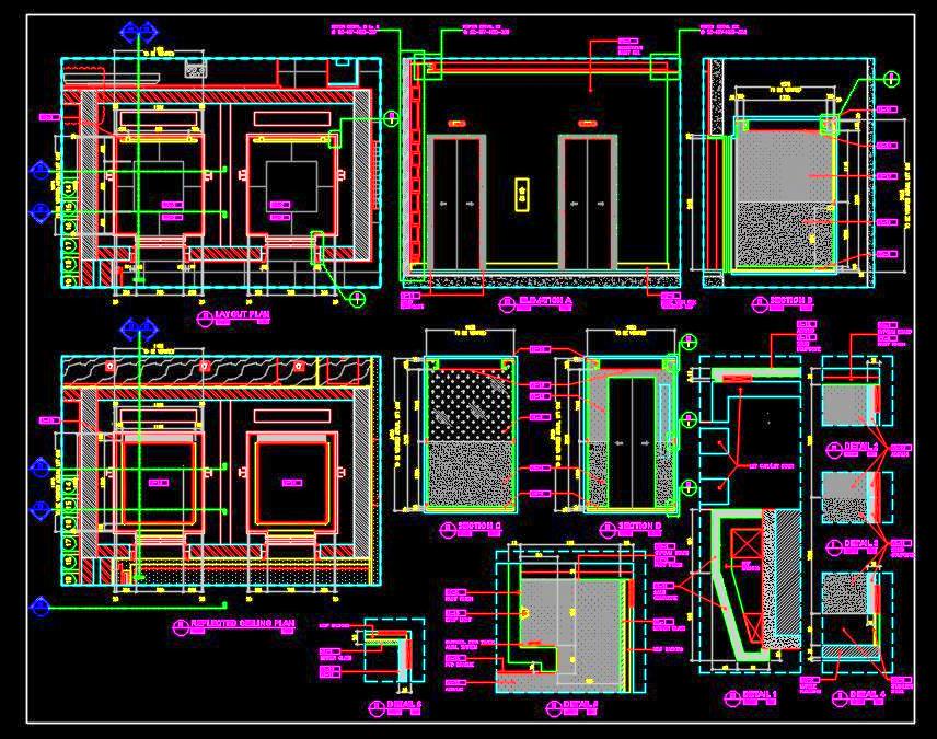 Hotel Lobby Elevator Interior Design - Autocad DWG